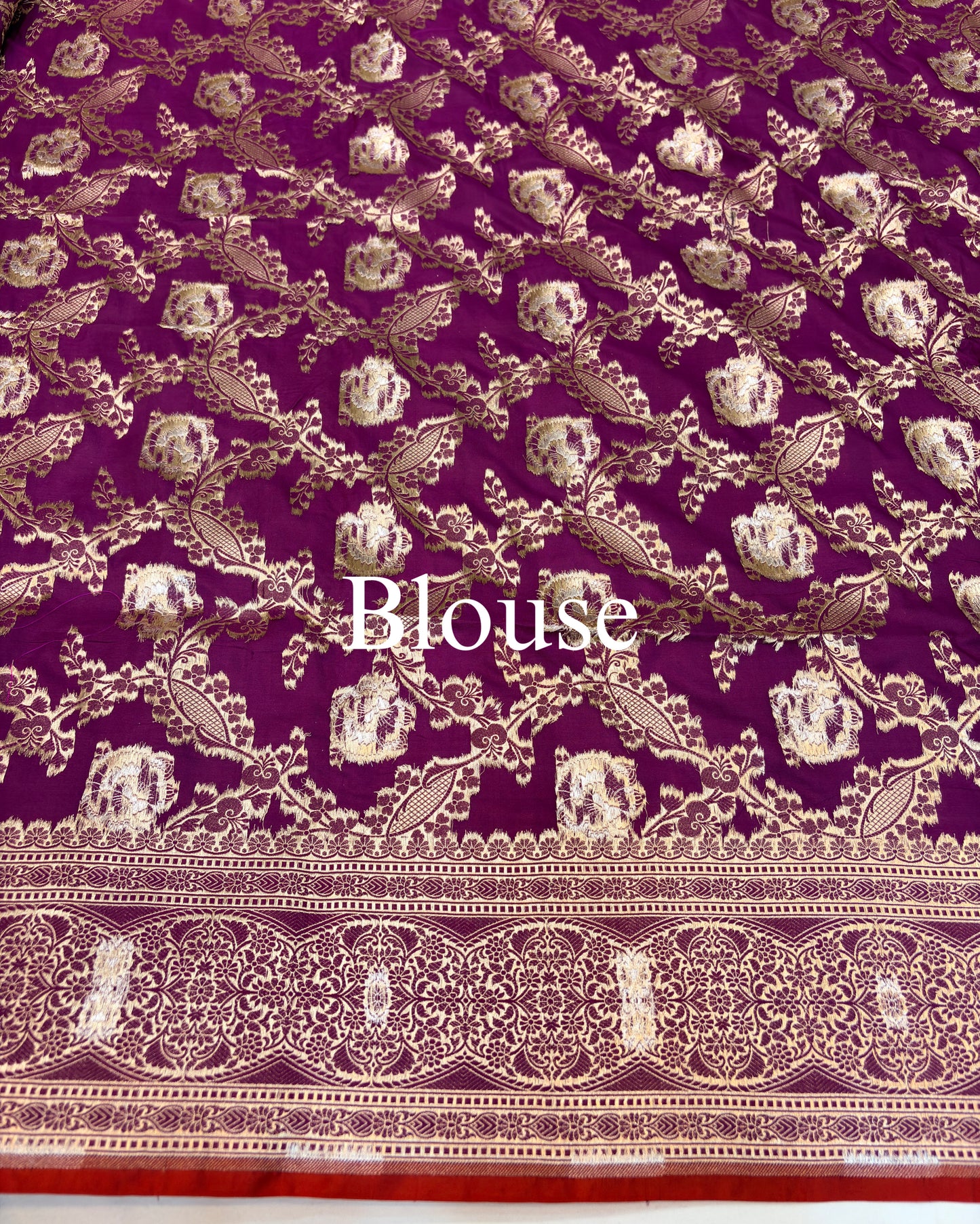 Magenta Pure Katan Silk Alfi Banarasi Saree
