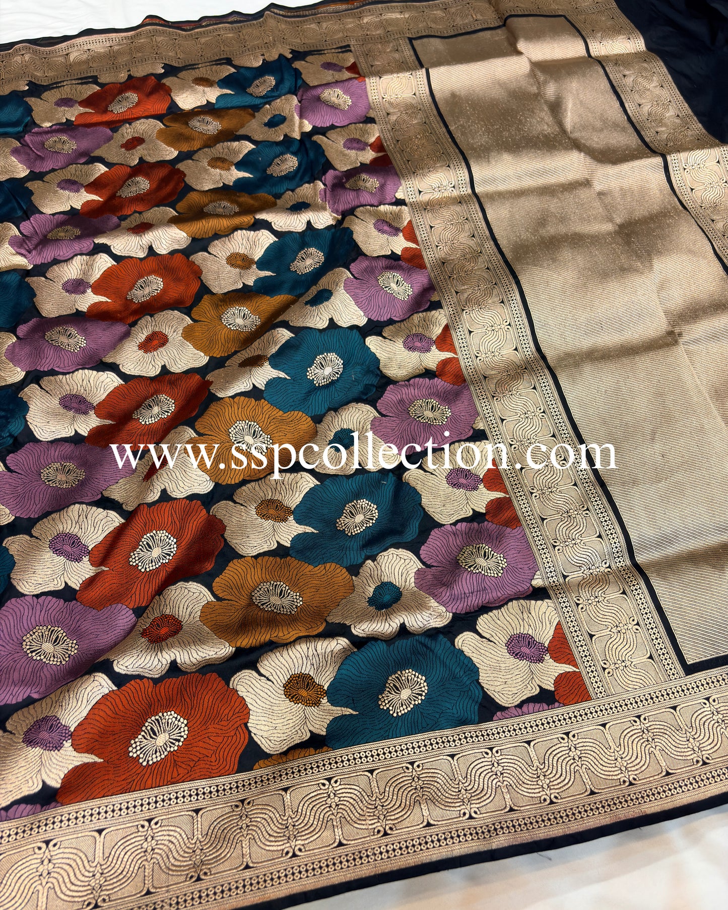 Black Pure Katan Silk Banarasi Saree