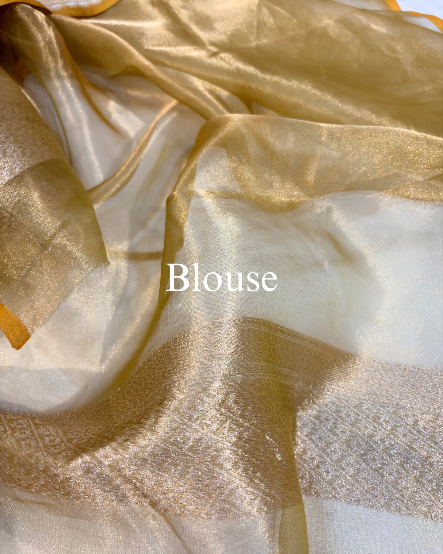 Mehndi-Gold Pure Tissue Silk Jamdani Banarasi Saree