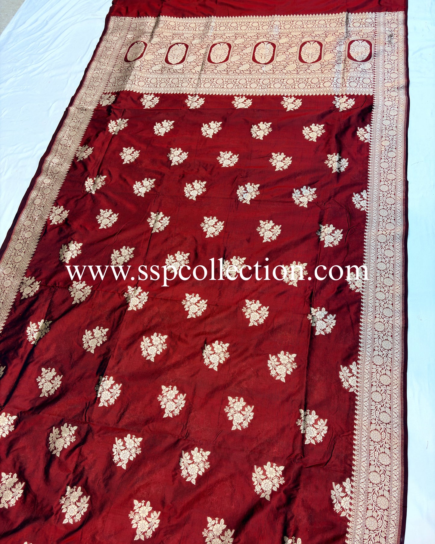 Maroon Pure Katan Silk Banarasi Saree