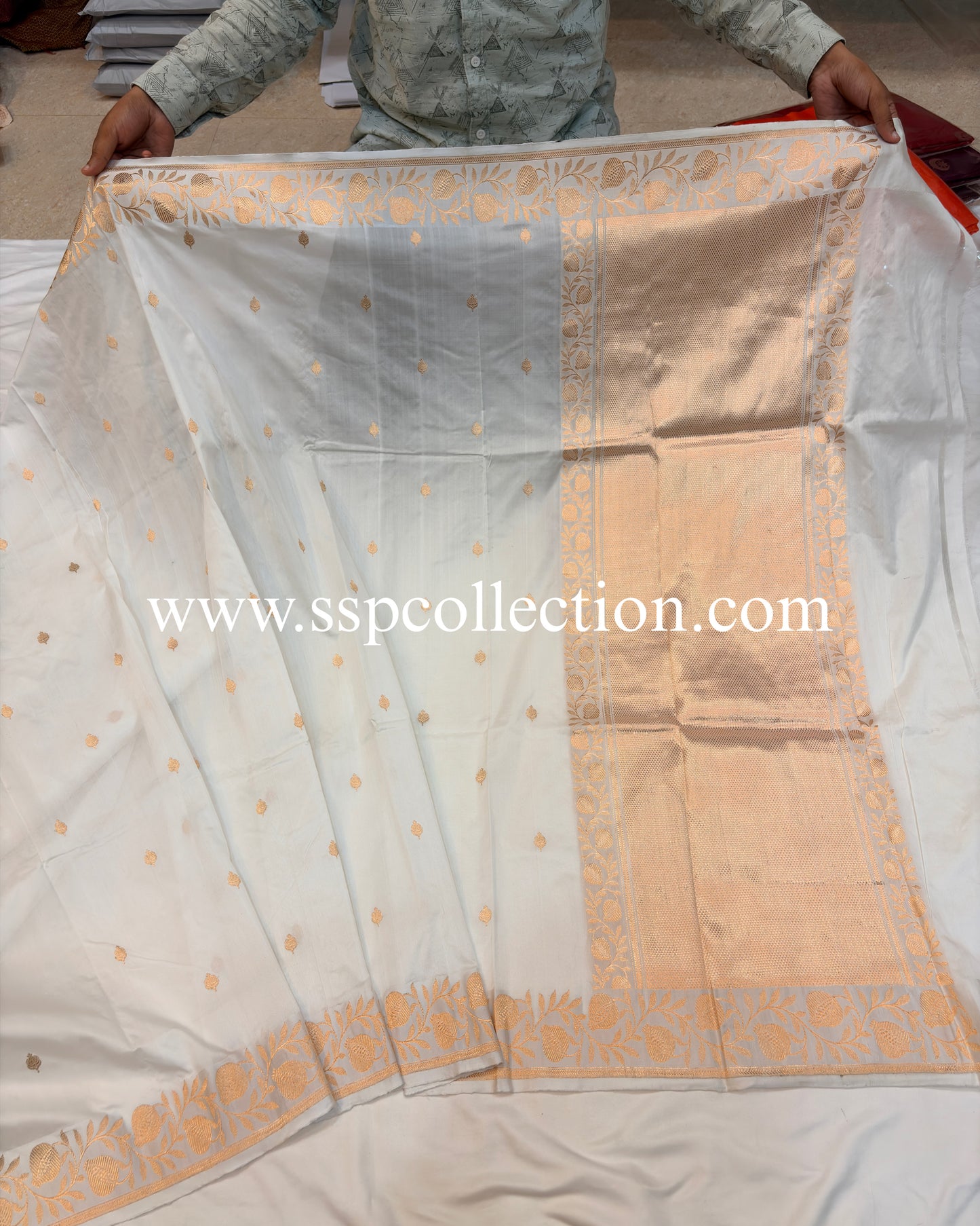 White Pure Soft Silk Banarasi Saree