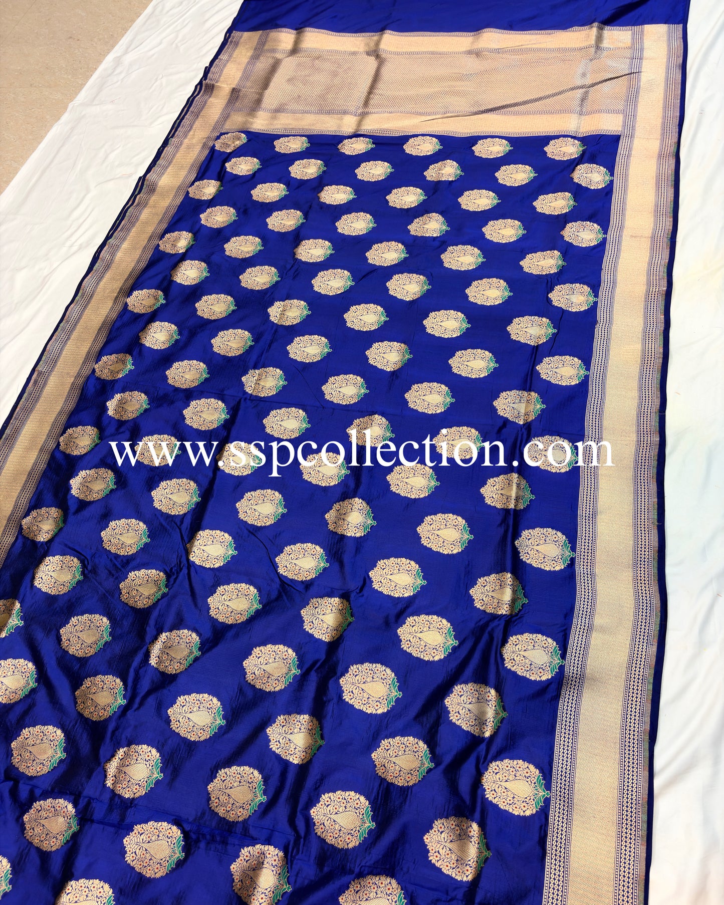 Blue Pure Katan Silk Tilfi Banarasi Saree