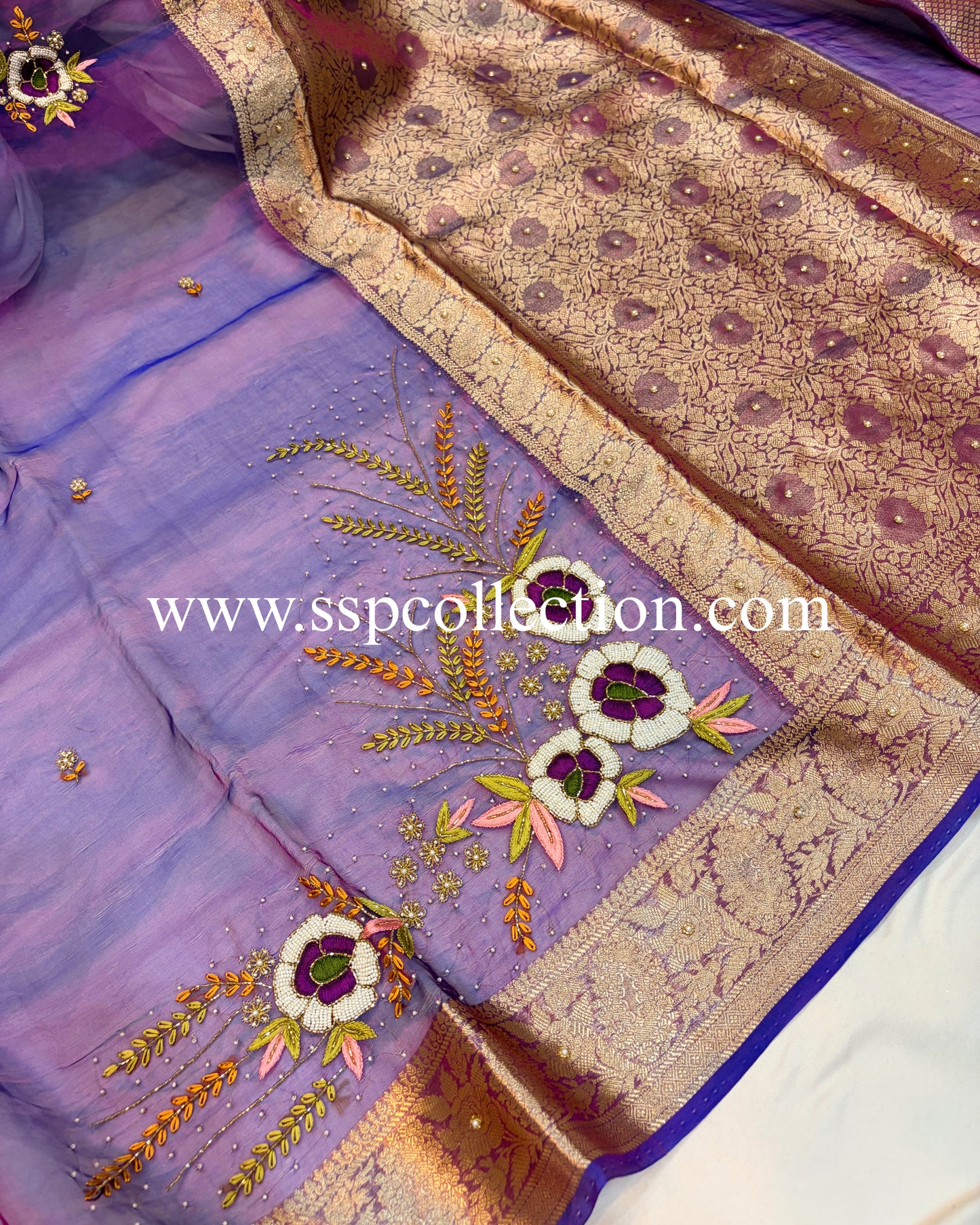 Dhoop-Chaao Pure Tissue Silk Zardozi Banarasi Saree