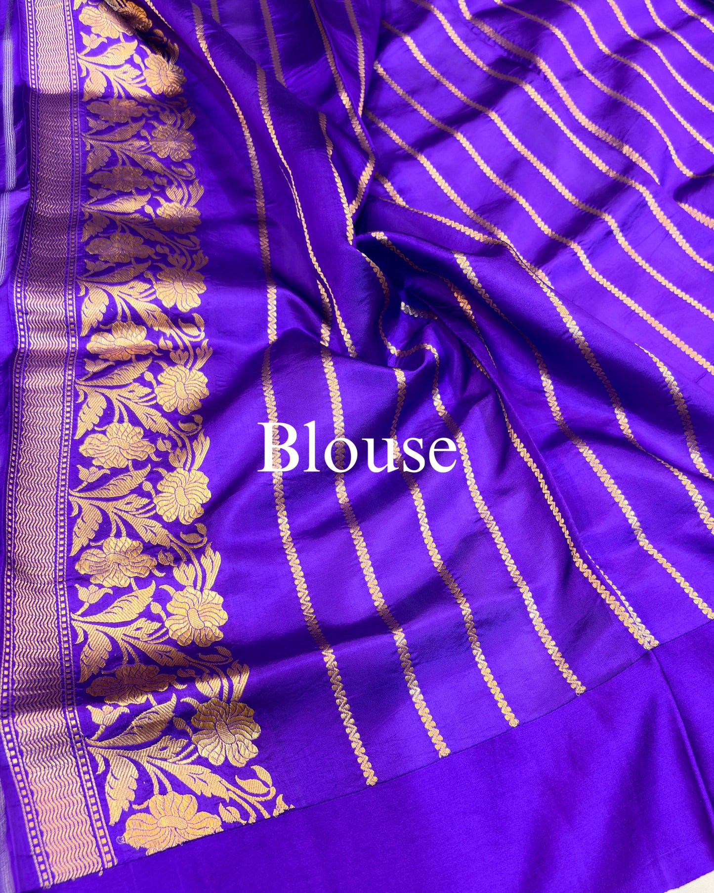 Purple-Blue Pure Mango Silk Banarasi Saree