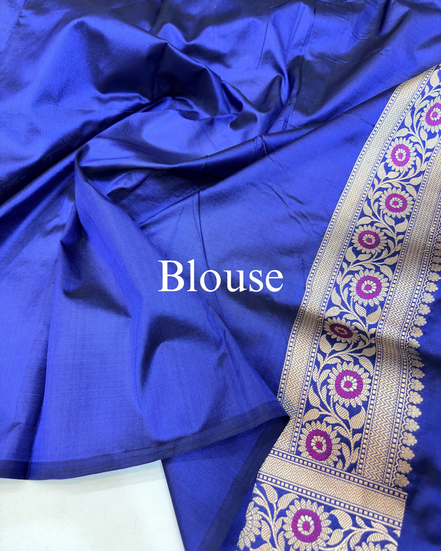 Navy-Blue Pure Katan Silk Meenakaari Banarasi Saree