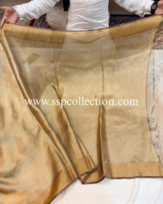 Black Pure Molten Tissue Silk Brocade Banarasi Saree