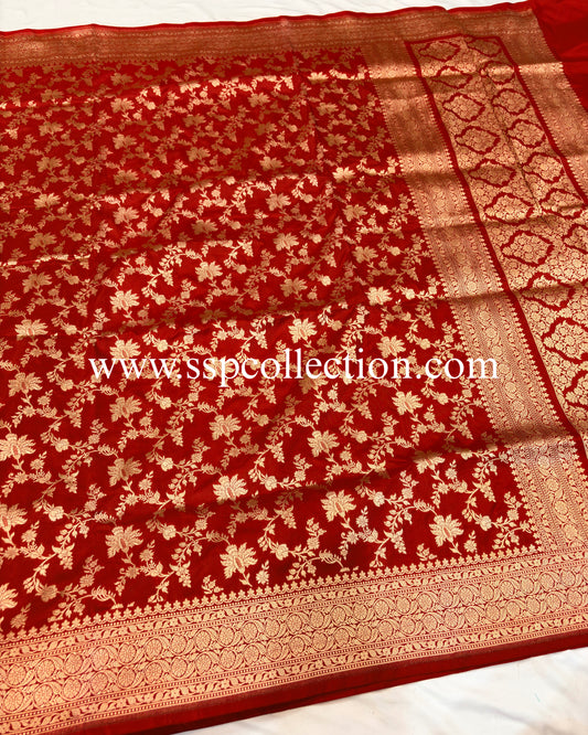 Red Pure Katan Silk Banarasi Saree