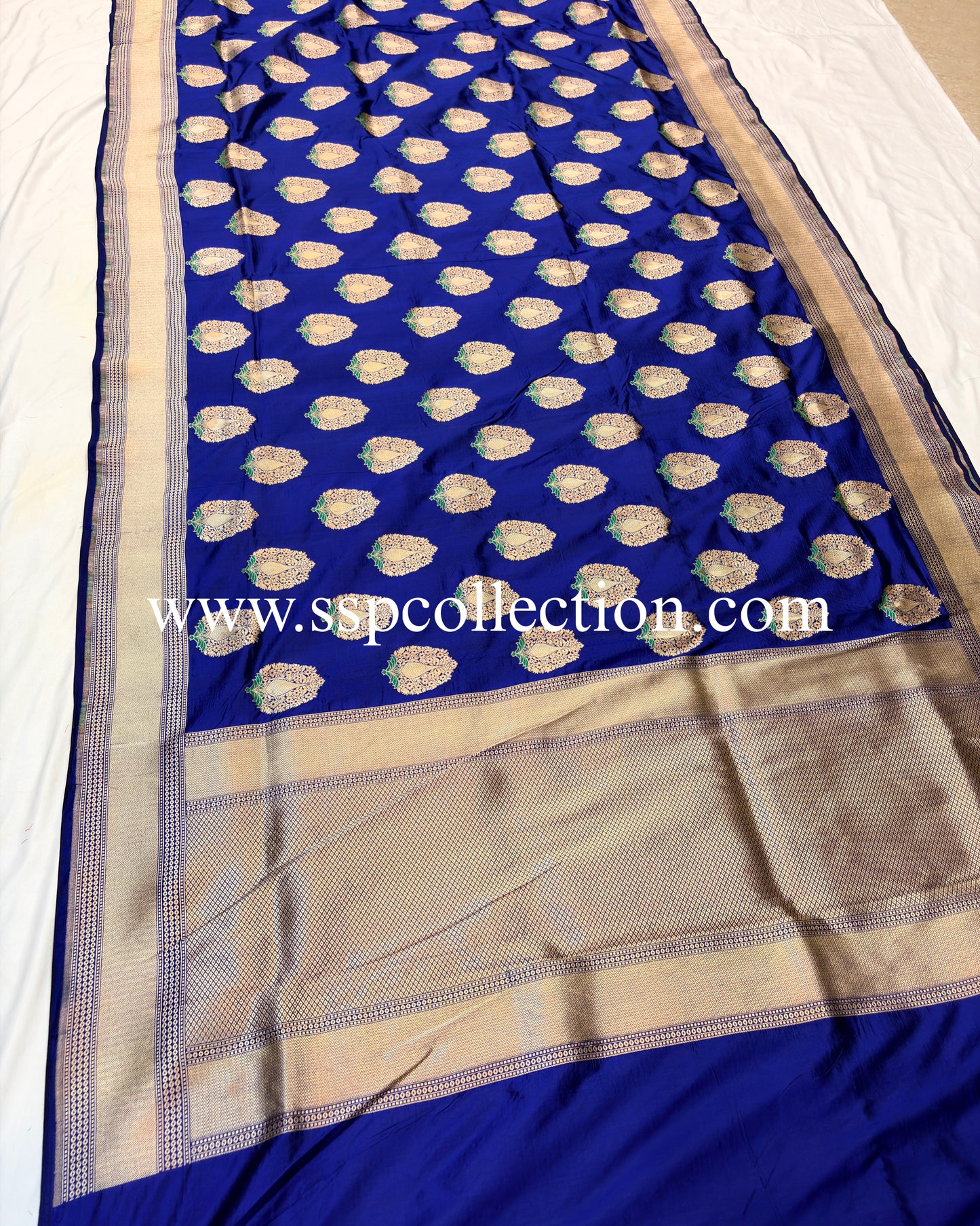 Blue Pure Katan Silk Tilfi Banarasi Saree