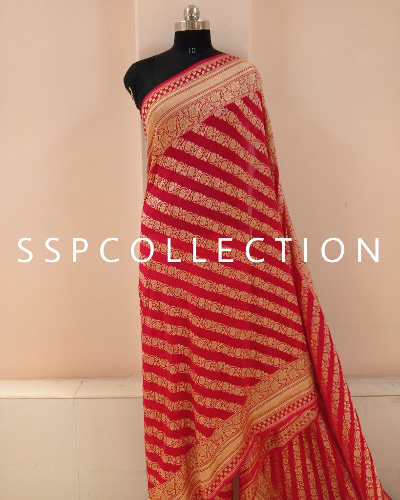 Red Banarasi Pure Georgette Saree
