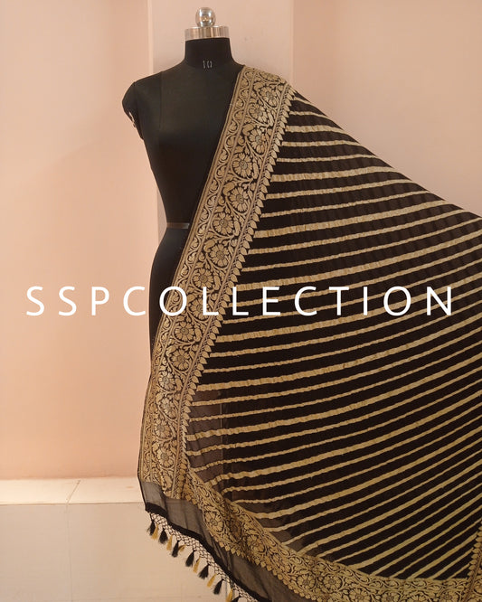 Black Banarasi Pure Georgette Dupatta