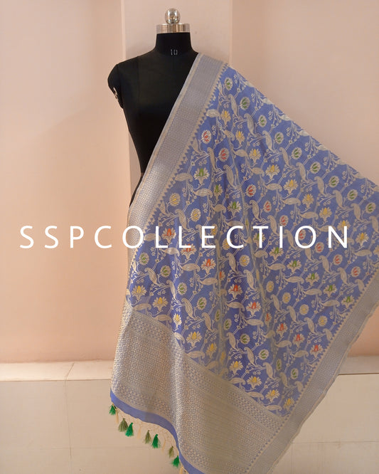 Dhoop-Chaao Banarasi Pure Katan Silk Dupatta