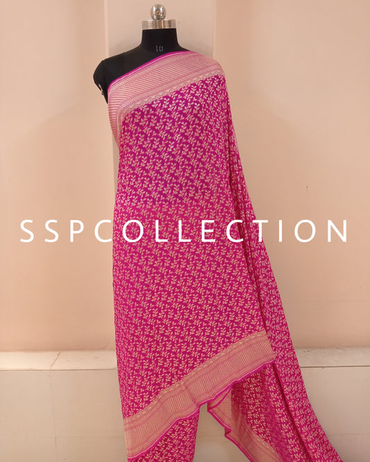 Pink Banarasi Pure Georgette Tanchoi Saree