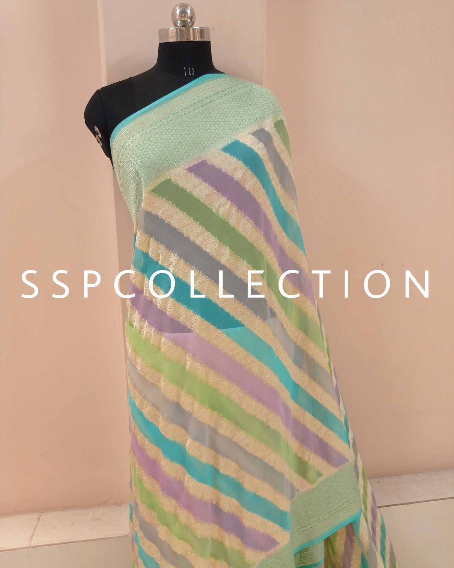 Turquoise Banarasi Pure Georgette Rangkaat Exclusive Saree