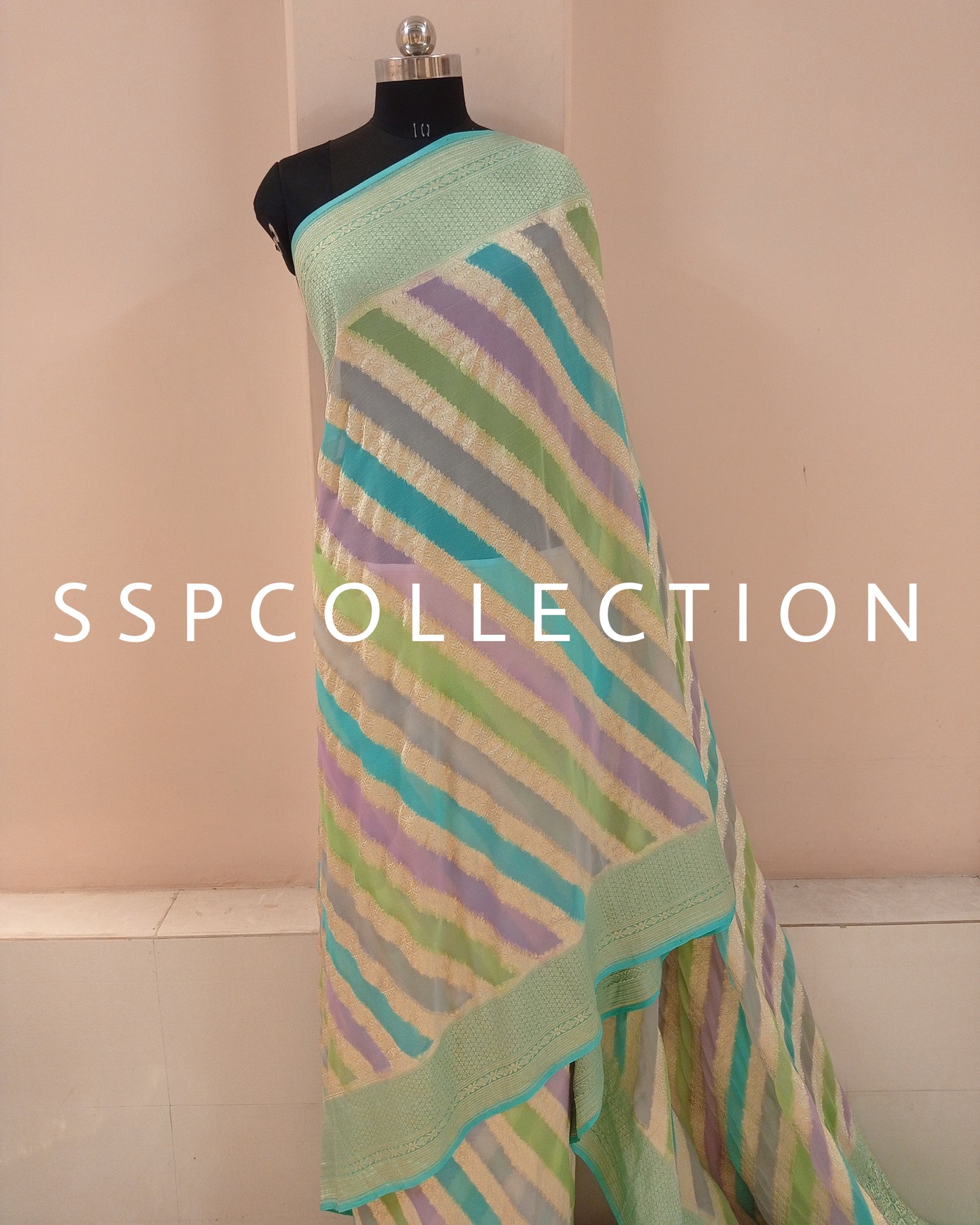 Turquoise Banarasi Pure Georgette Rangkaat Exclusive Saree