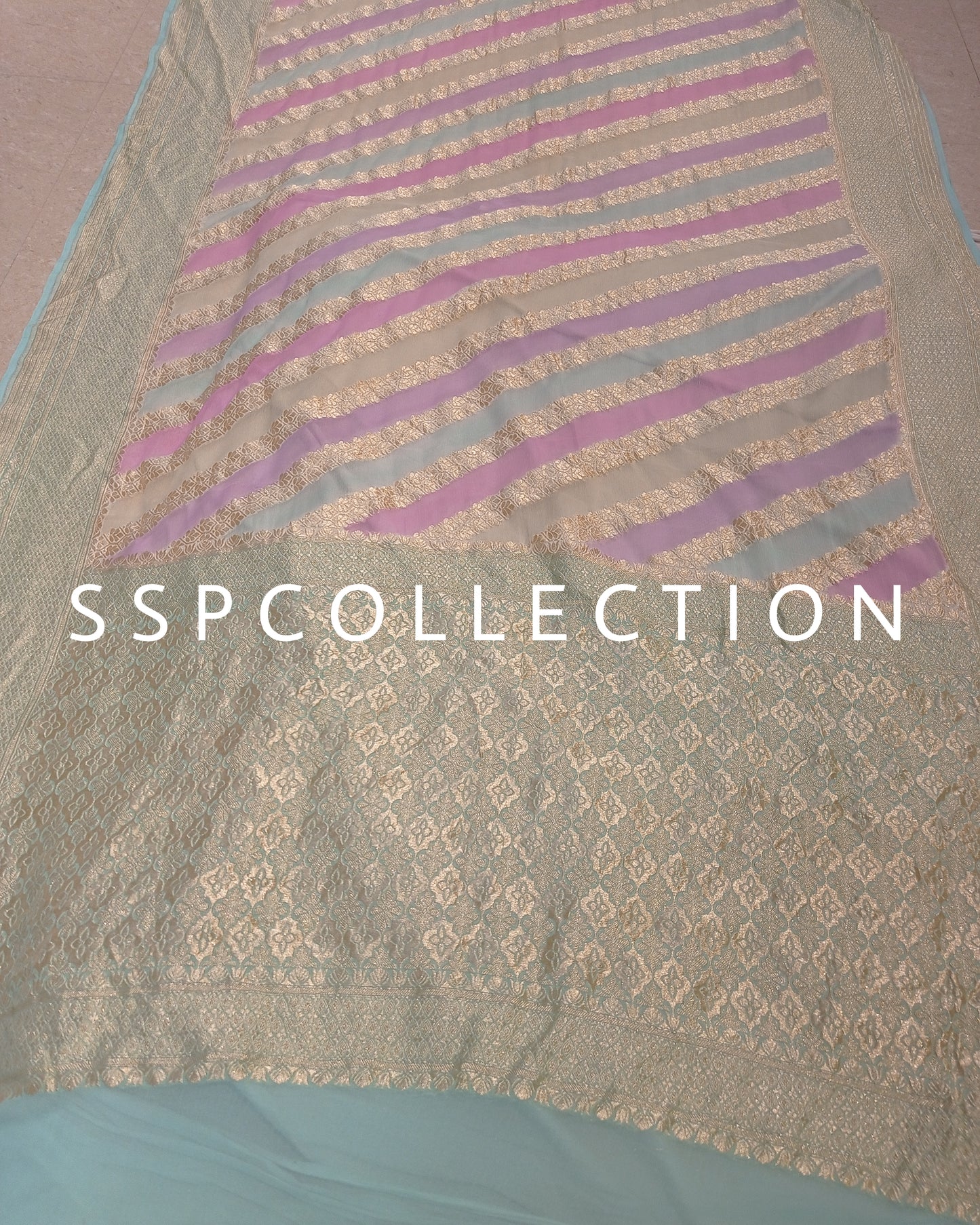 Ice-Blue Banarasi Pure Georgette Rangkaat Exclusive Saree