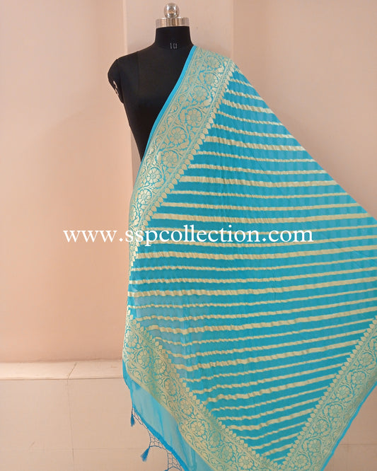 Sky Blue Banarasi Pure Georgette Dupatta