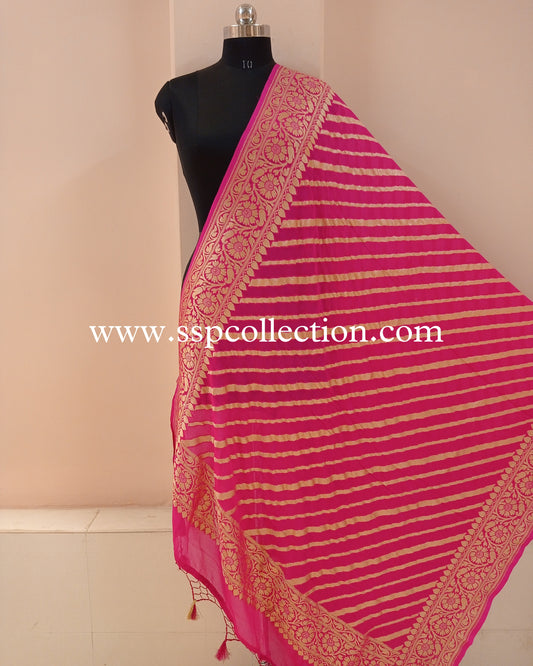 Pink Banarasi Pure Georgette Dupatta