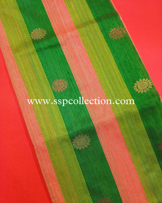 Peach Banarasi Pure Dupion Silk Dupatta