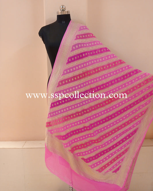 Pink Banarasi Pure Georgette Rangkaat Dupatta