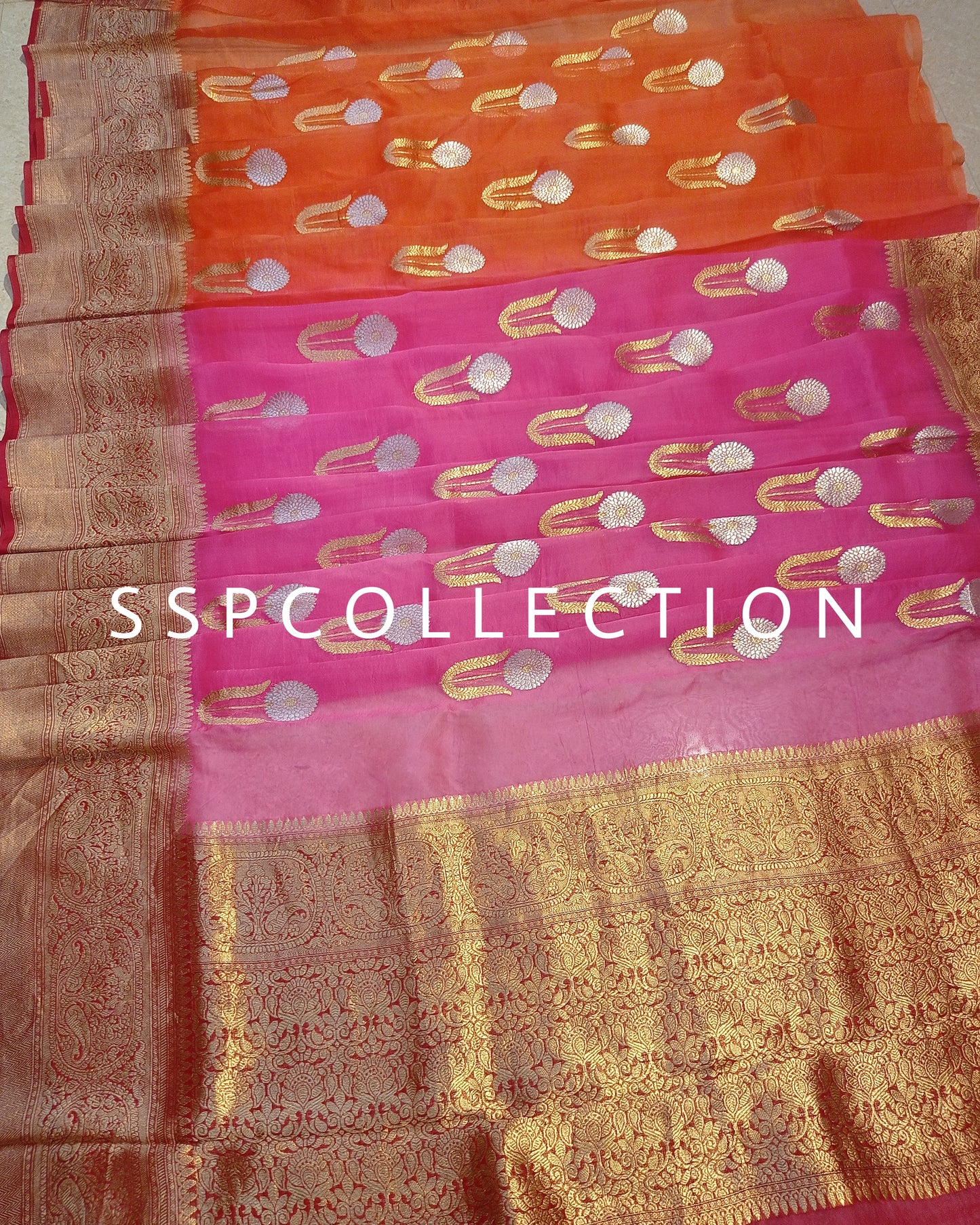 Shaded Banarasi Handloom Pure Kora Silk Saree