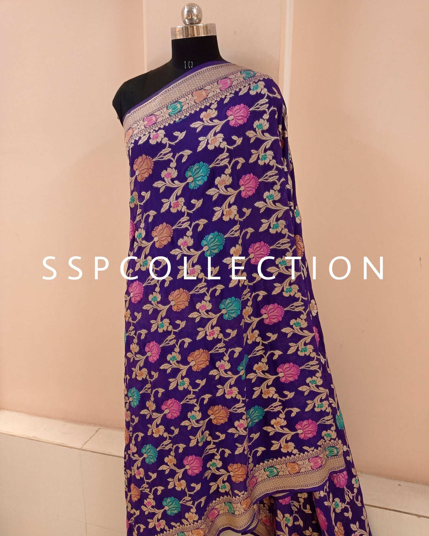 Indigo Purple Banarasi Pure Georgette Tilfi Saree