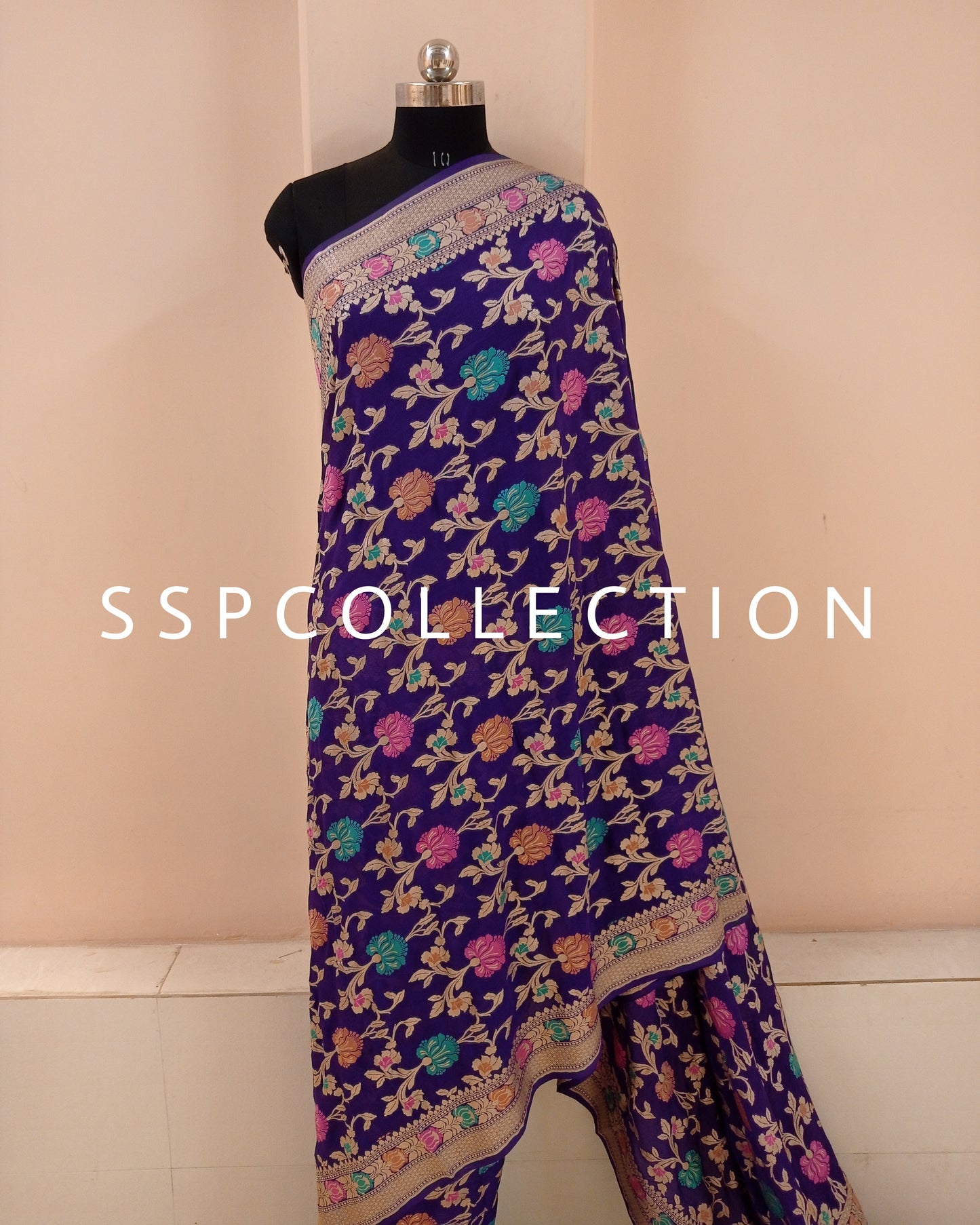 Indigo Purple Banarasi Pure Georgette Tilfi Saree