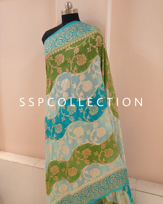 Rangkaat-Dye Banarasi Pure Georgette Saree