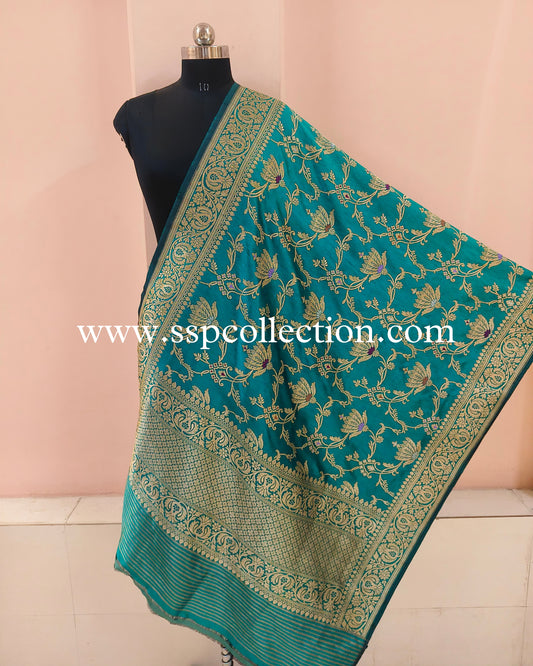 Persian-Green Banarasi Pure Katan Silk Ektara Dupatta