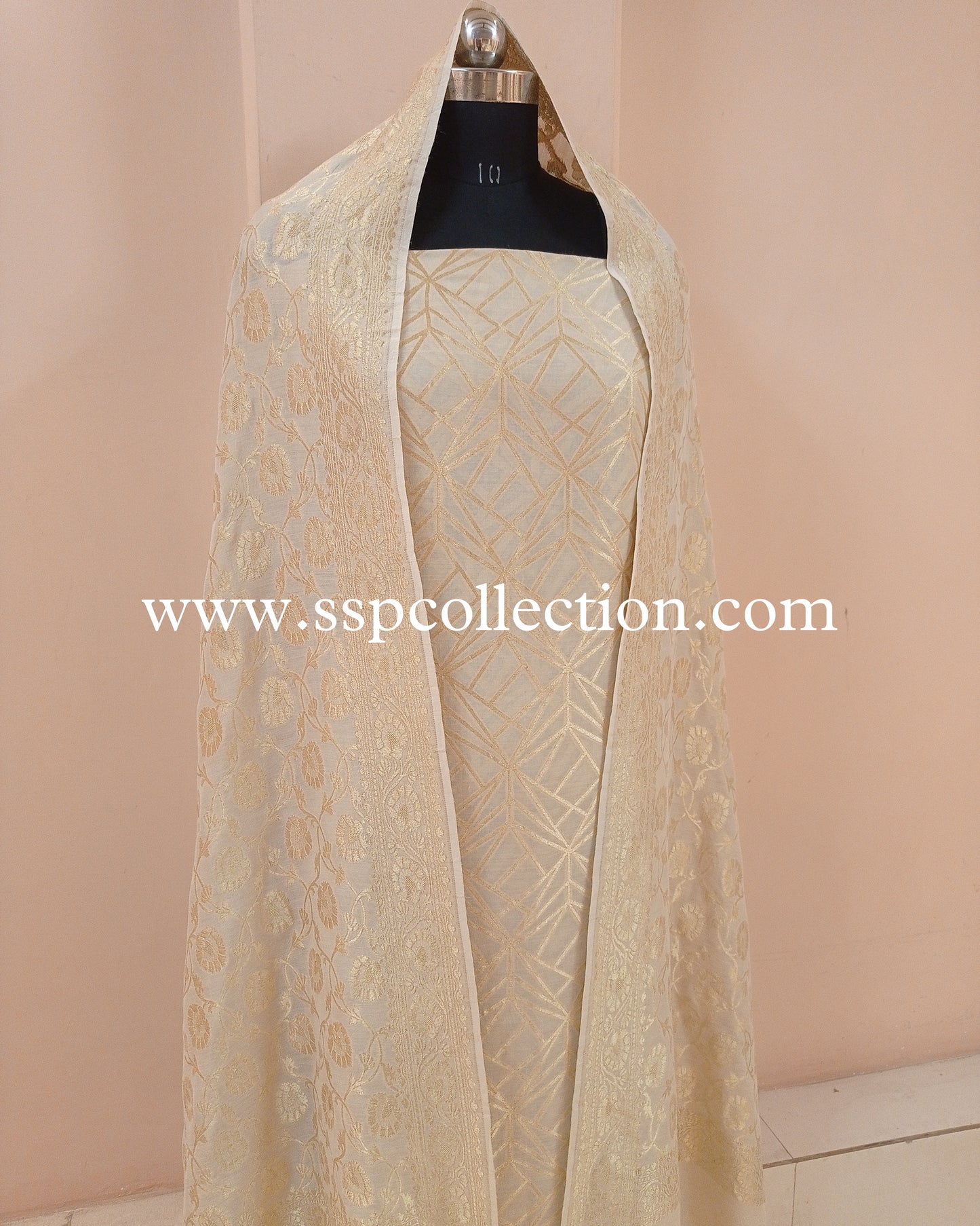Ivory Banarasi Pure Moonga Silk Suit