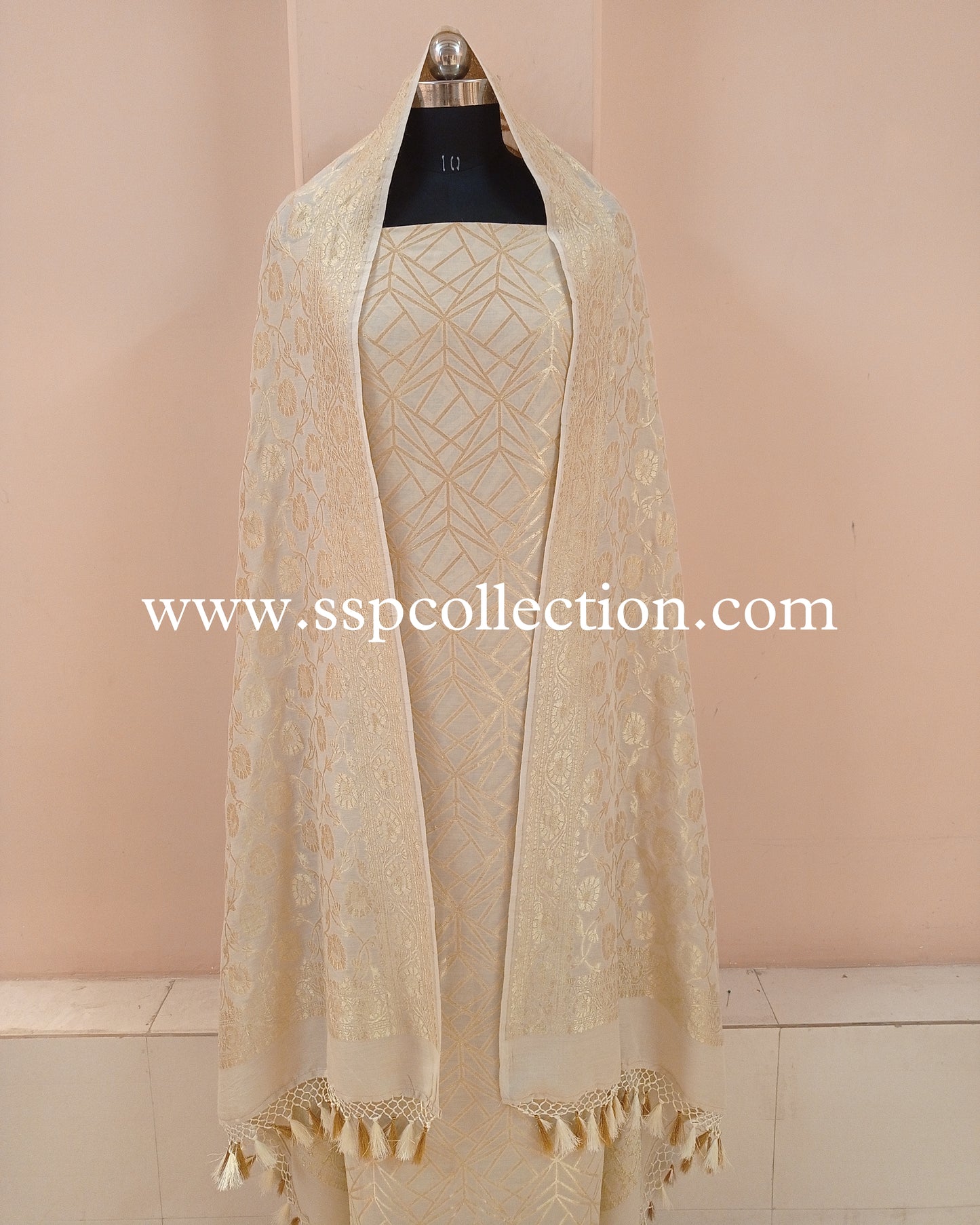 Ivory Banarasi Pure Moonga Silk Suit