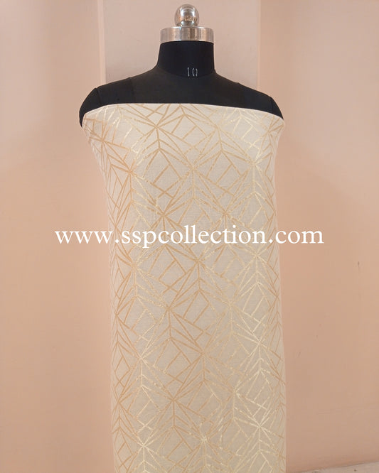 Ivory Banarasi Pure Moonga Silk Fabric