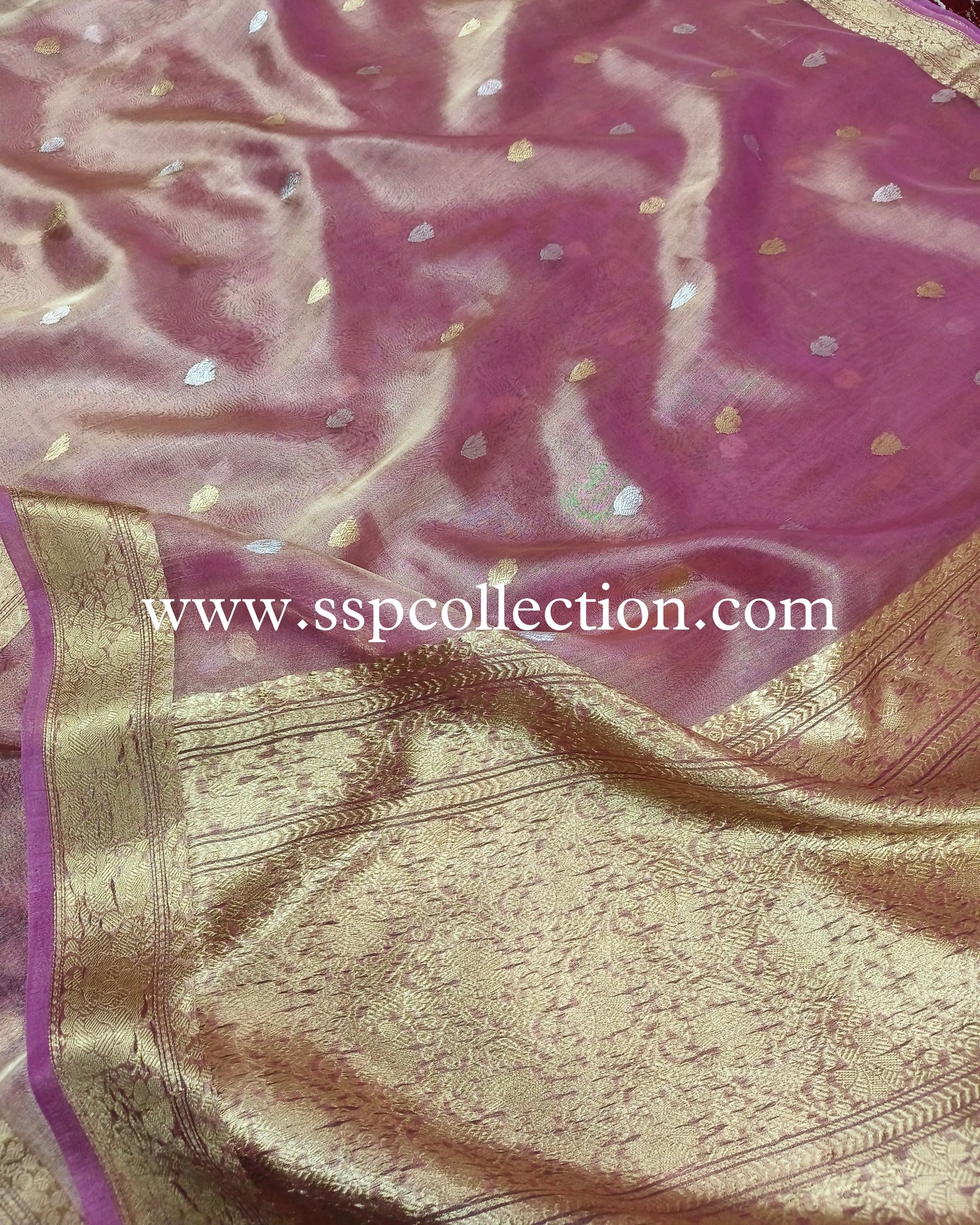 Pink Pure Kora Tissue Silk Banarasi Saree