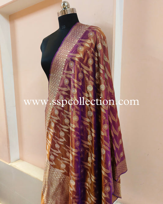 Copper Pure Katan Silk Banarasi Dupatta
