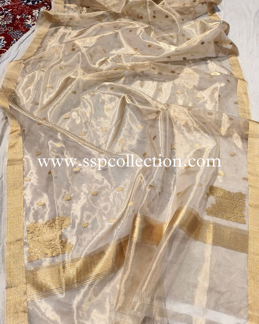 Gold Pure Tissue Silk Koniya Dupatta