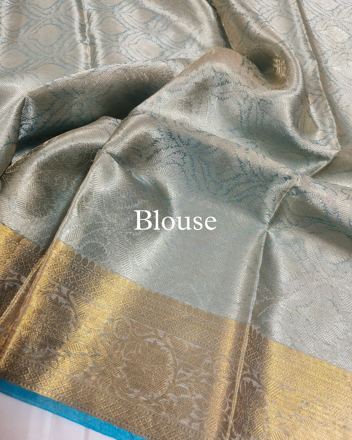Sky-Blue Pure Molten Tissue Silk Brocade Banarasi Saree