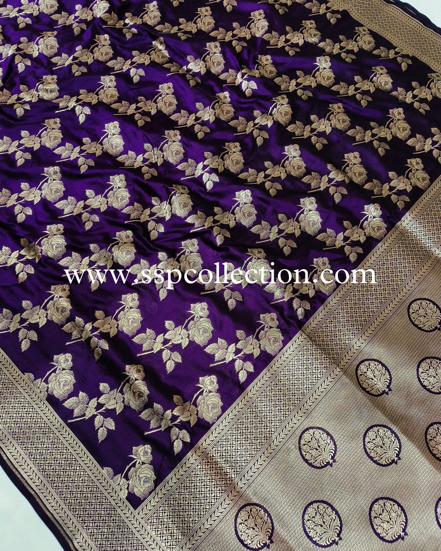 Purple Pure Katan Silk Banarasi Saree