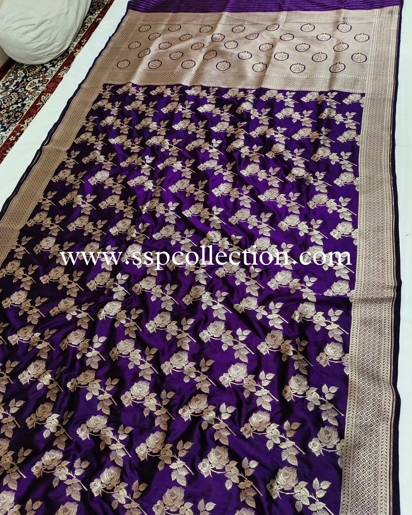 Purple Pure Katan Silk Banarasi Saree