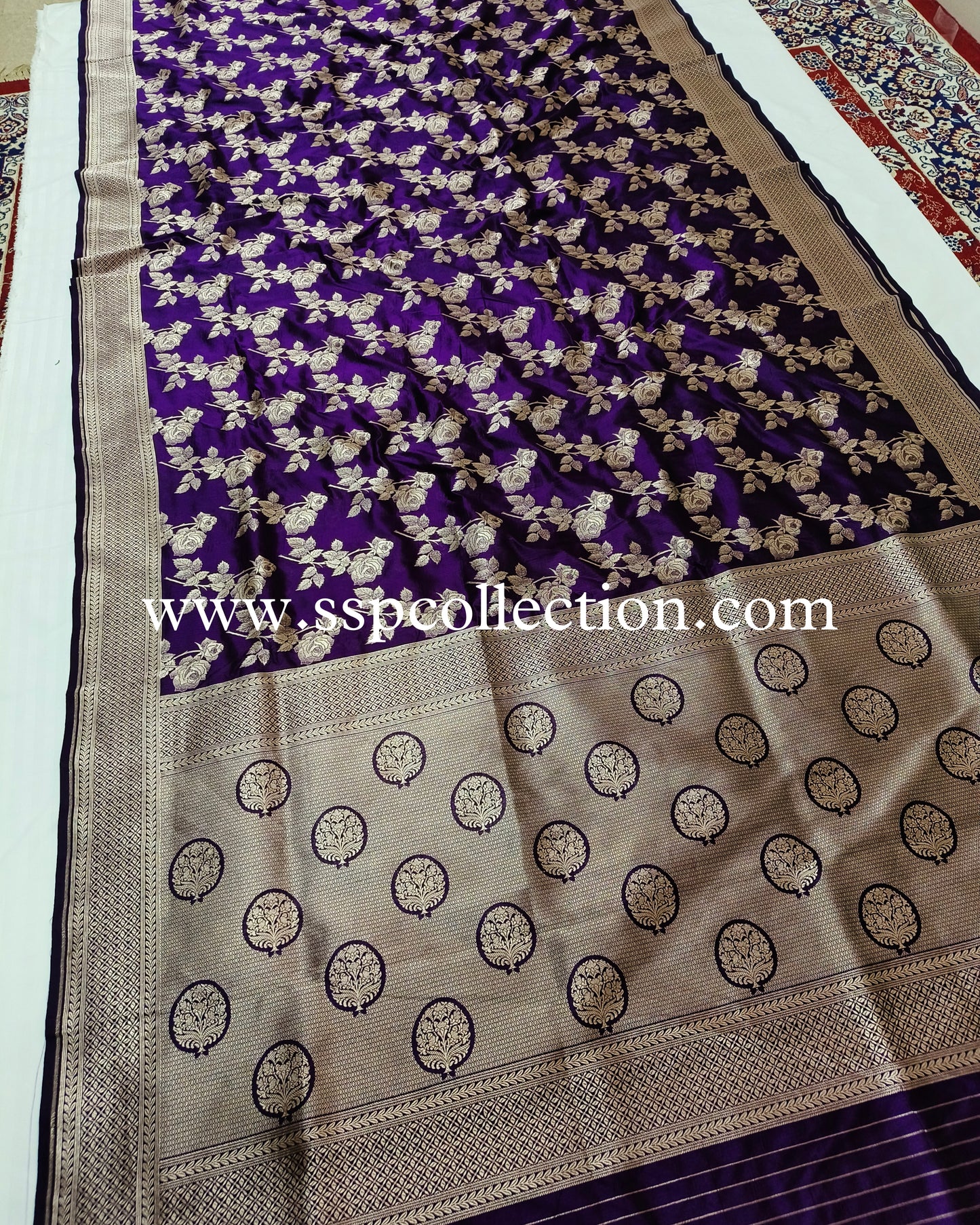 Purple Pure Katan Silk Banarasi Saree