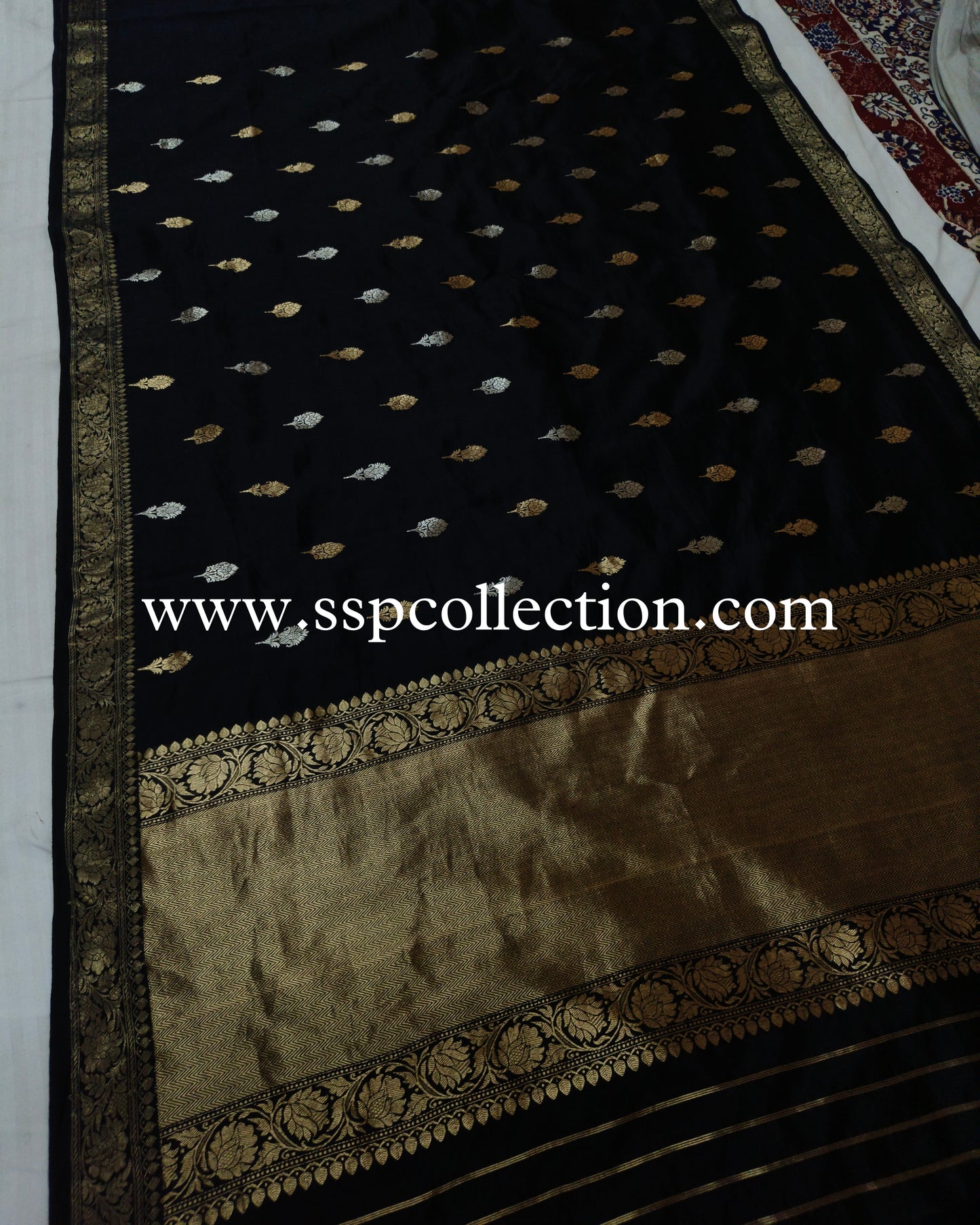 Black Pure Mango Silk Banarasi Saree