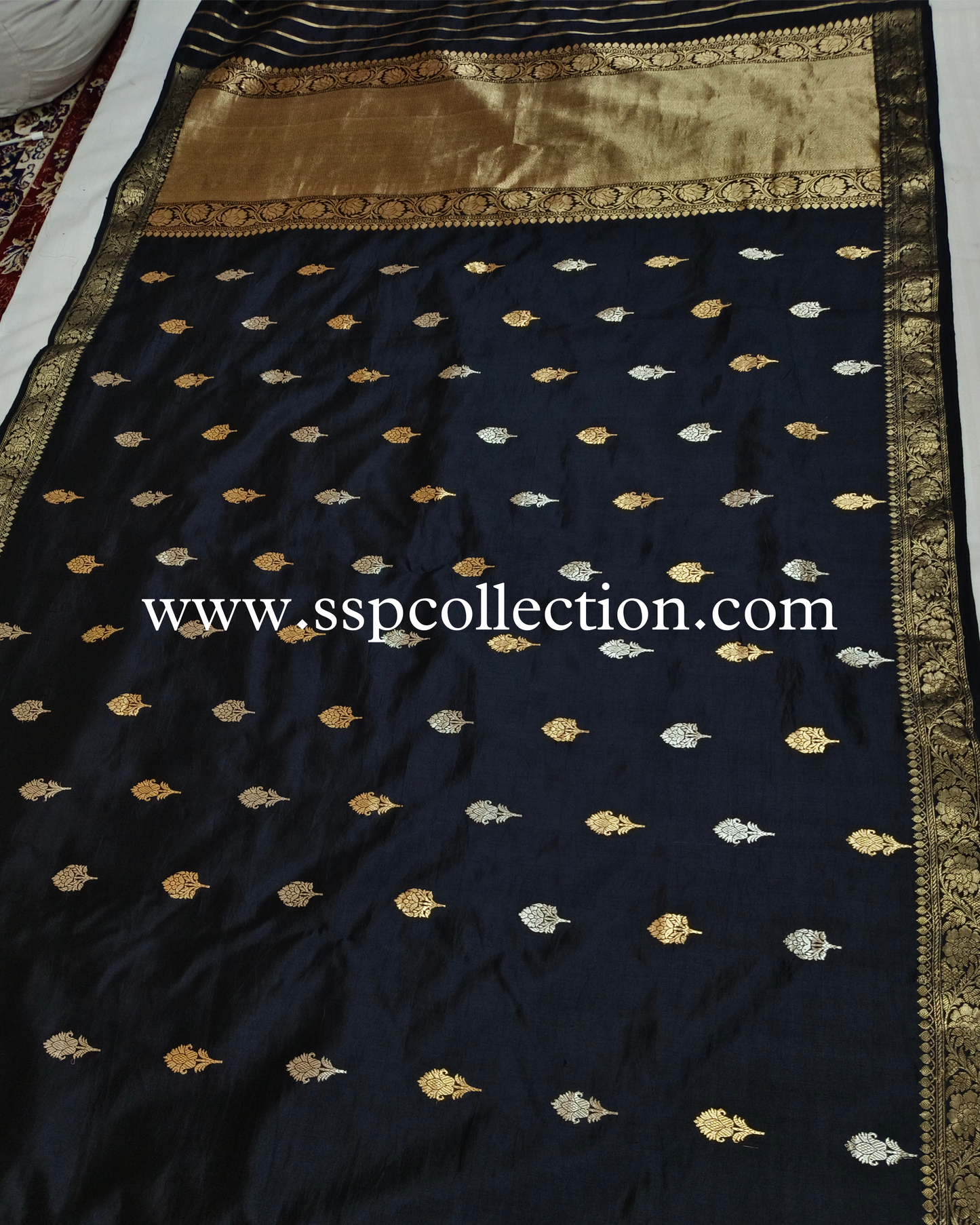 Black Pure Mango Silk Banarasi Saree