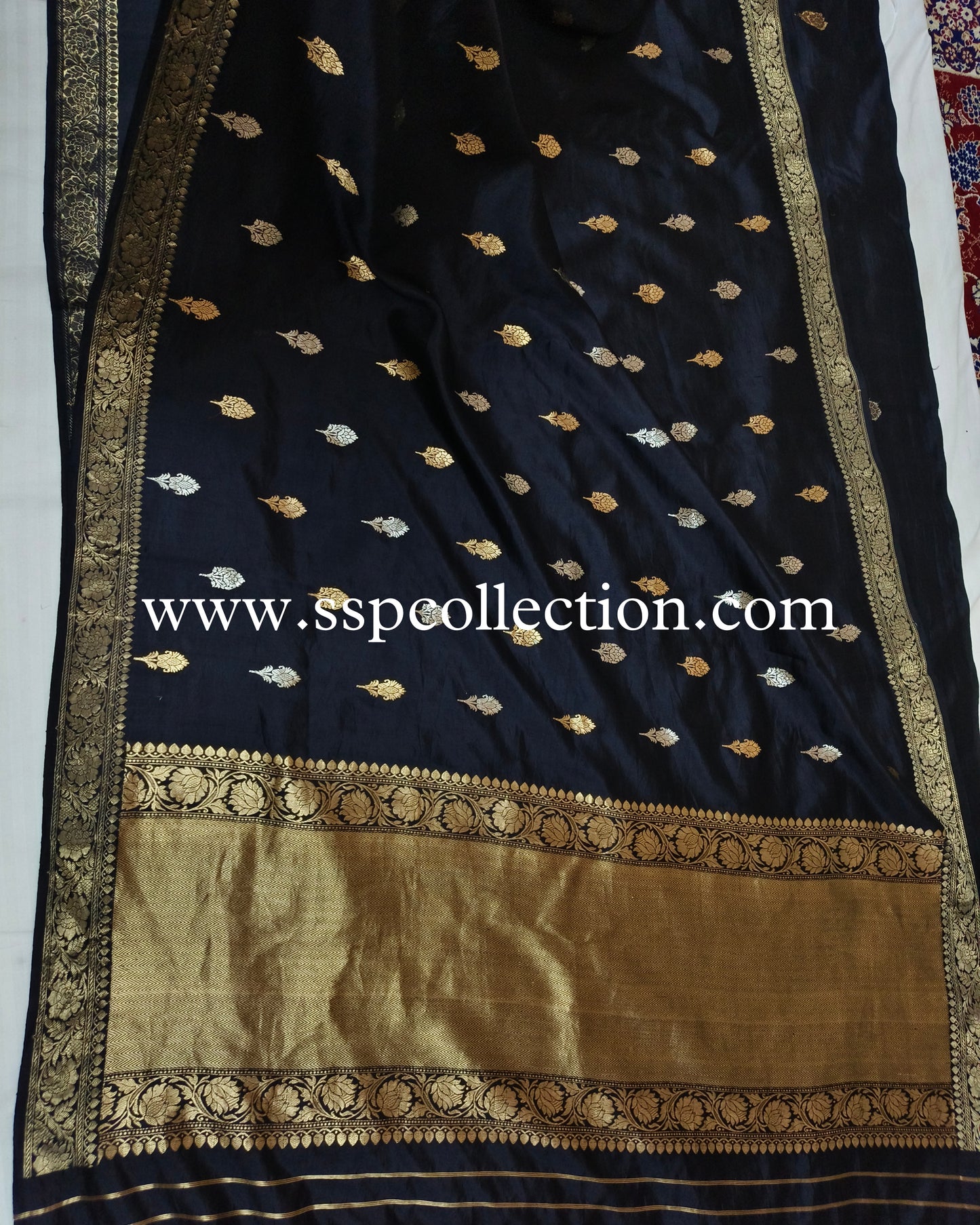 Black Pure Mango Silk Banarasi Saree