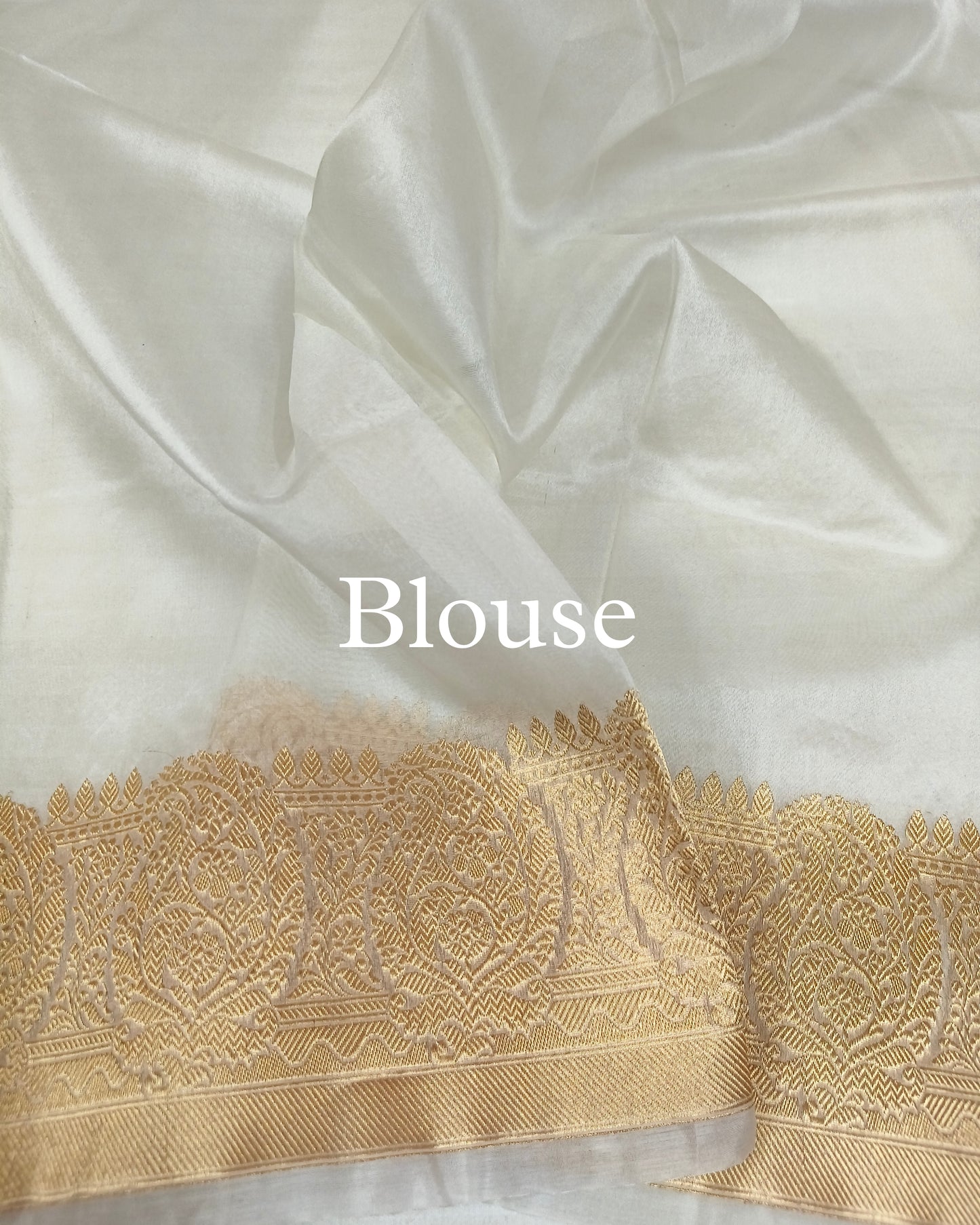 White Pure Kora Silk Tilfi Banarasi Saree