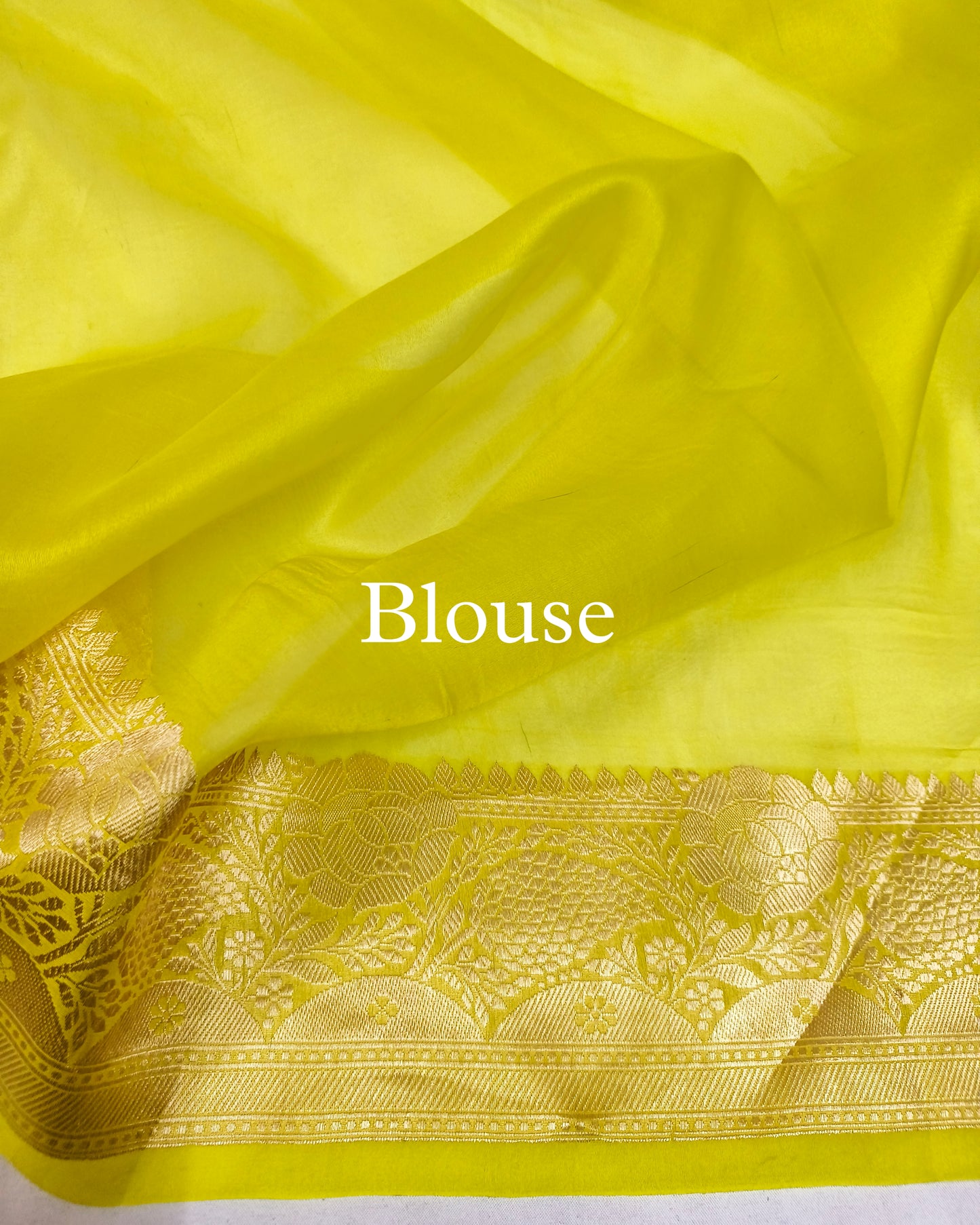 Lemon-Yellow Pure Kora Silk Tilfi Banarasi Saree