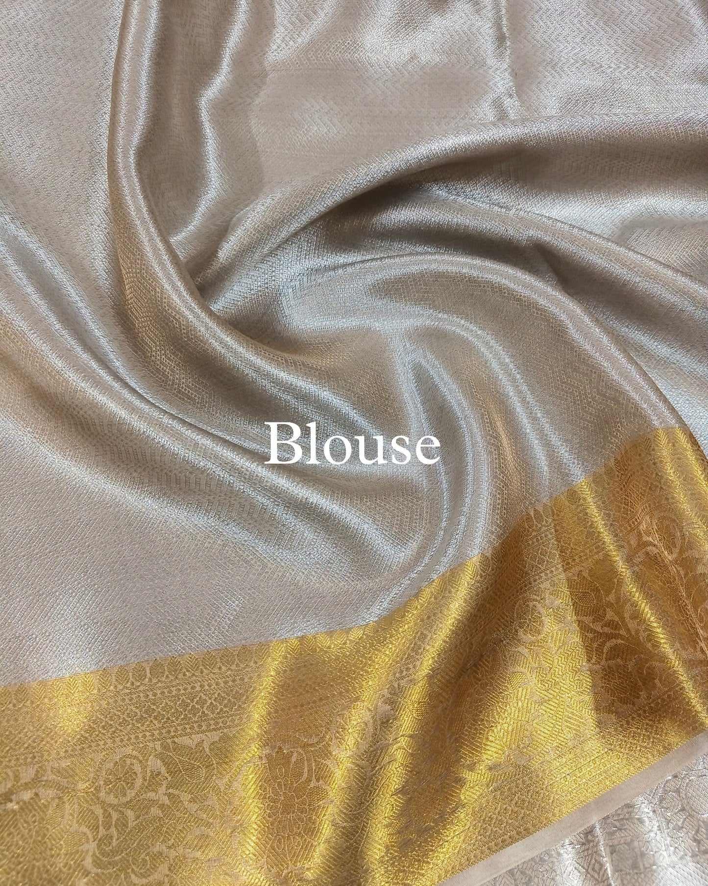 Silver-Gold Pure Molten Tissue Silk Brocade Banarasi Saree