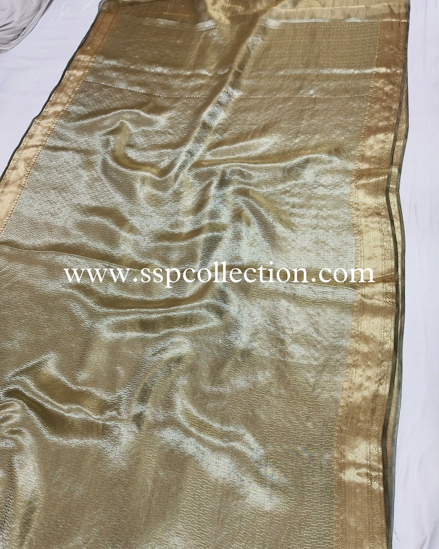 Mehndi-Green Pure Molten Tissue Silk Brocade Banarasi Saree