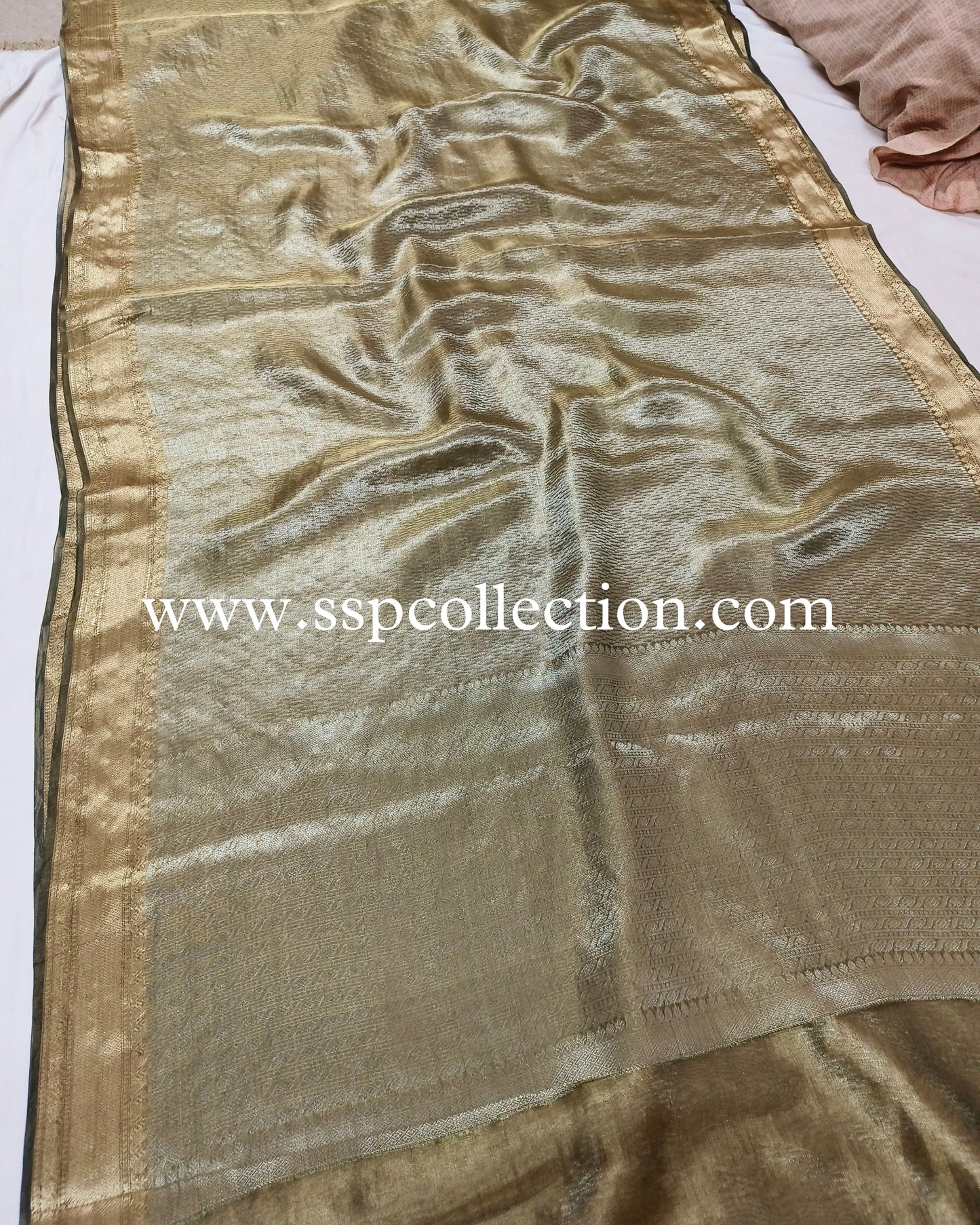Mehndi-Green Pure Molten Tissue Silk Brocade Banarasi Saree