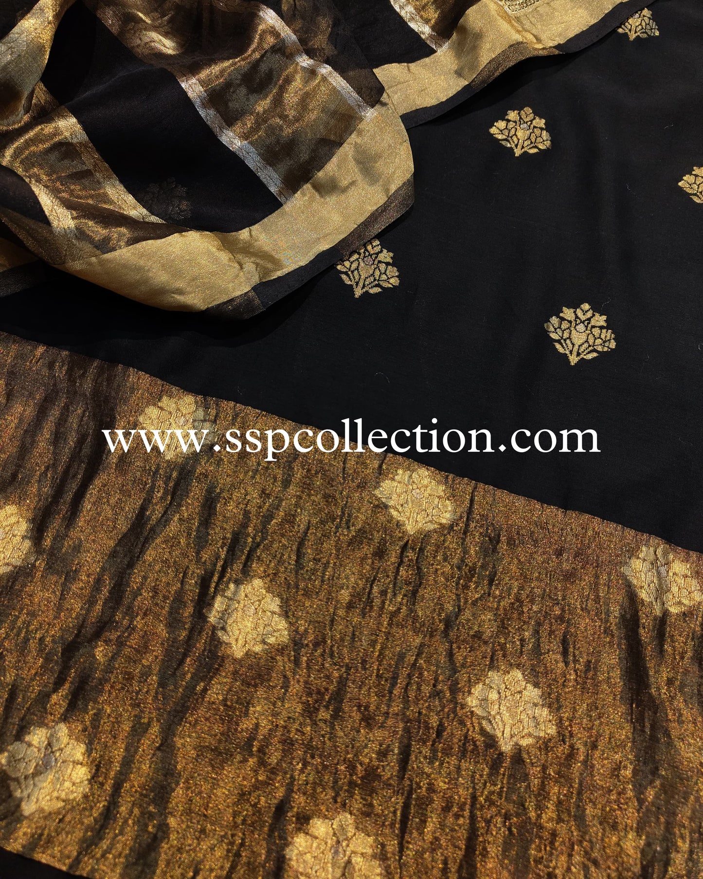 Black Handwoven Pure Banarasi Suit