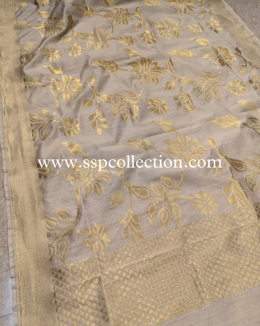 Beige Banarasi Pure Moonga Silk Dupatta