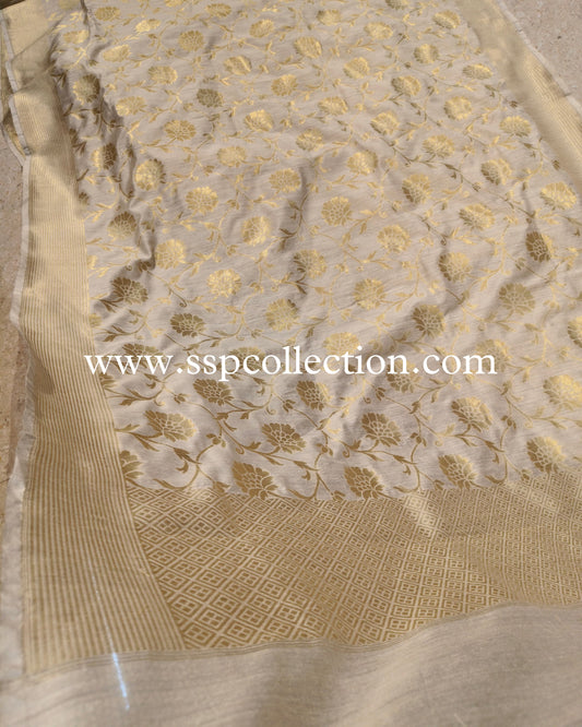 Beige Banarasi Pure Moonga Silk Dupatta