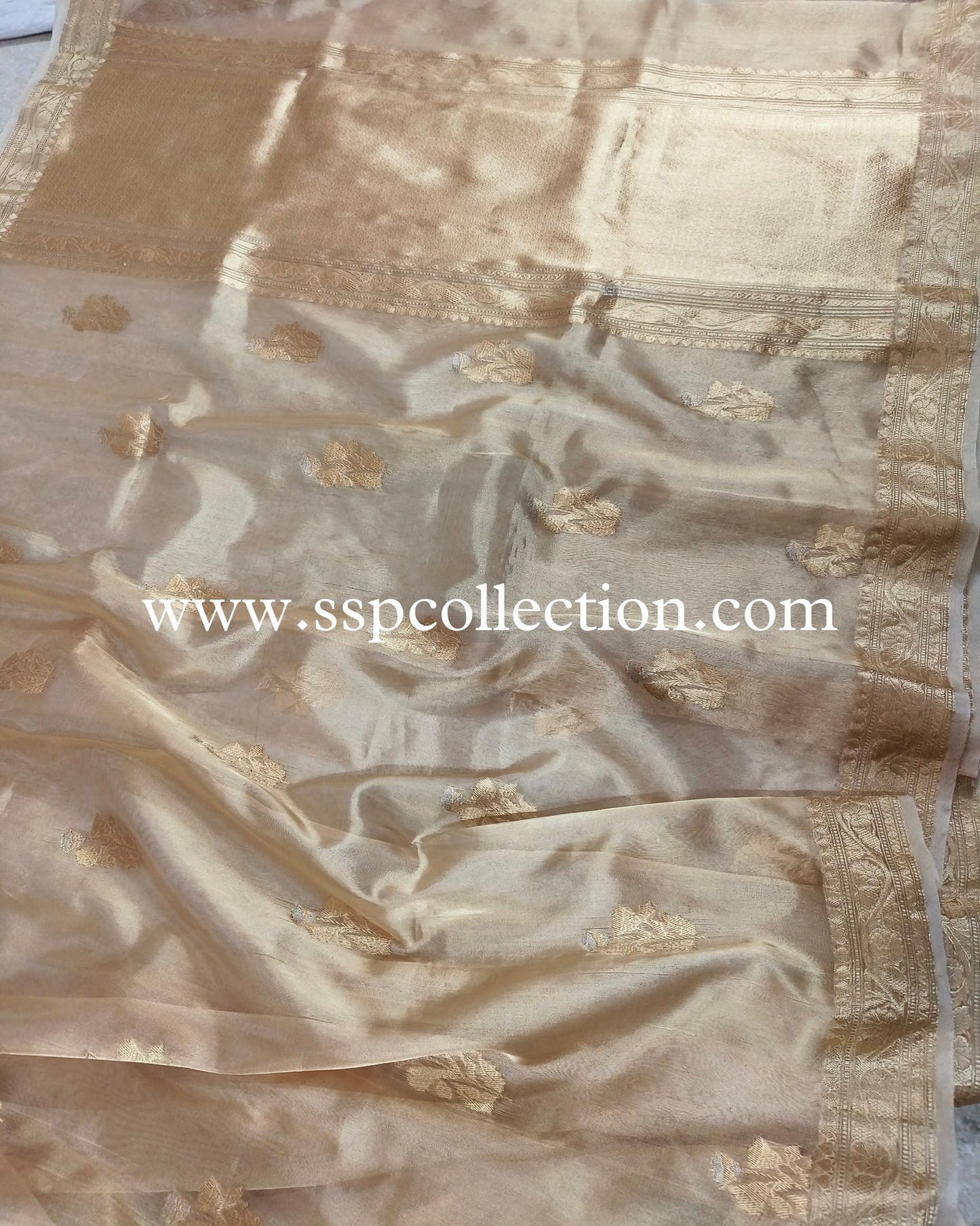 Gold Banarasi Pure Tissue Silk Saree